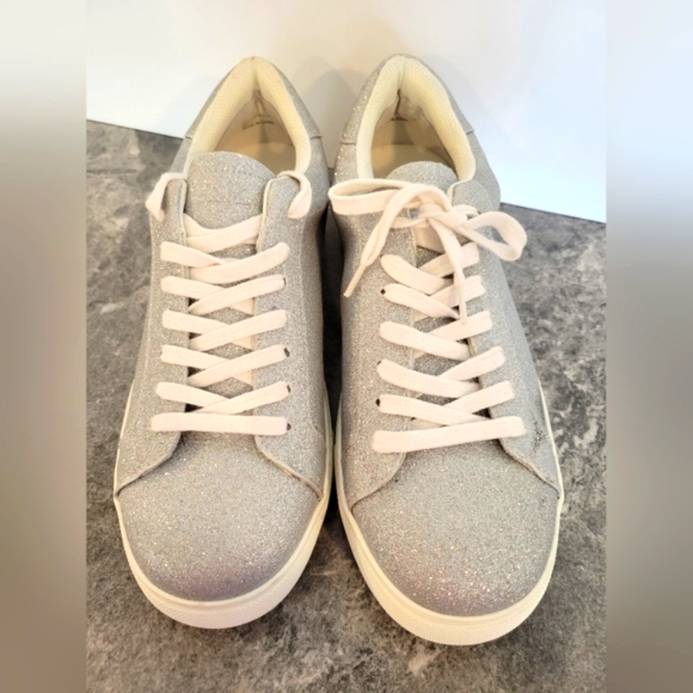 Isaac Mizrahi New Silver Glitter Sneakers